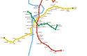 Mapa linek pražského metra před prodloužením trasy A