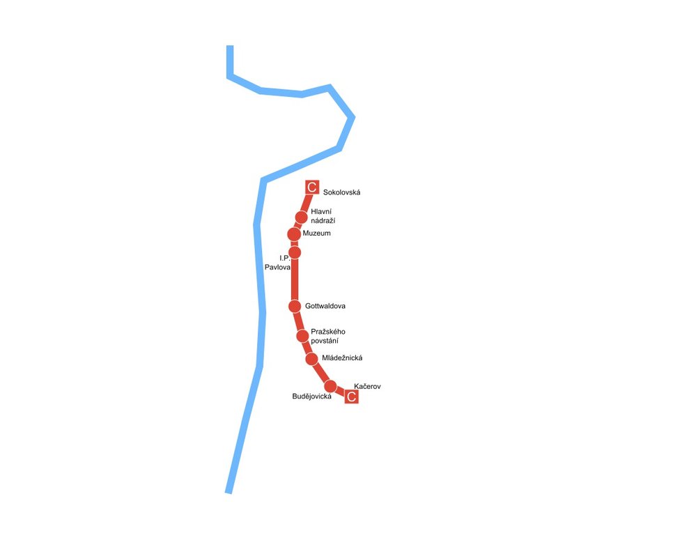 Původní trasa metra linky C