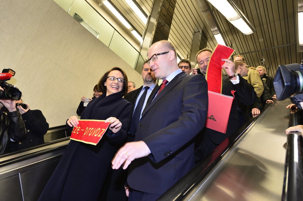 Otevření nového metra A: Bohuslav Sobotka a Adriana Krnáčová