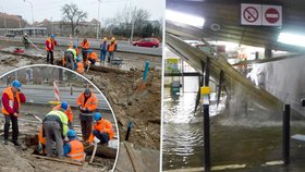 Dělníci způsobili potopu v metru. Kopali, kde neměli a urazili hydrant.