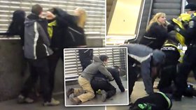 Skupinka mladých agresorů se porvala v metru se strážníky Městké policie.