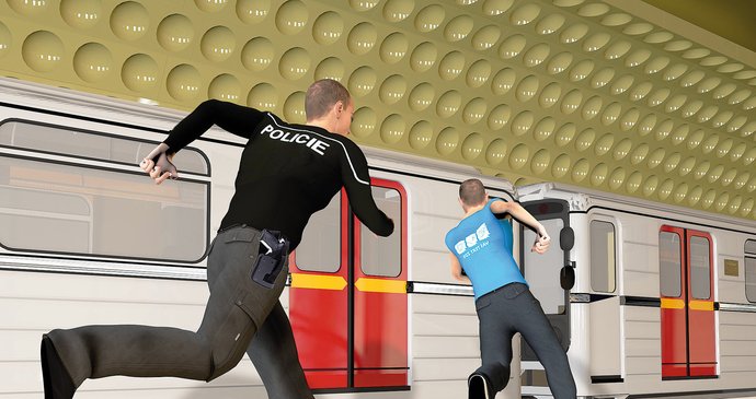 Zloděj se snažil strážníkovi na nástupišti stanice metra Jiřího z Poděbrad utéct…