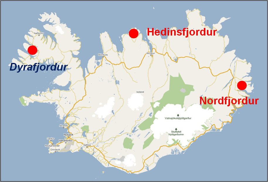 Tři lokality na Islandu, kde český Metrostav stavěl nebo bude stavět silniční tunely.