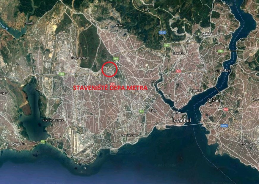 Lokalita, kde Metrostav v Istanbulu vybuduje depo metra.