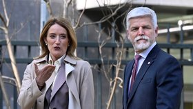 Prezident Petr Pavel s manželkou v Bruselu: Setkání s předsedkyní EP Robertou Metsolaovou (21.4.2023)