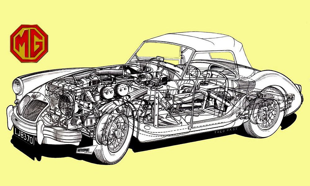 Roadster MGA 1500 měl dělenou přední nápravu s dvojitými příčnými závěsy a pérováním vinutými pružinami. Tuhá zadní náprava byla zavěšená na podélných poloeliptických listových perech.