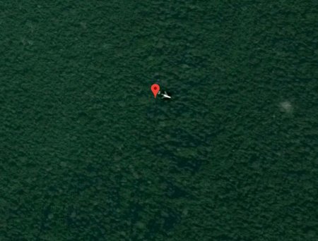 Místo, kde se podle Iana Wilsona nachází zmizelý let MH370. Souřadnice 12°05&#39;20"N 104°09&#39;05"E.