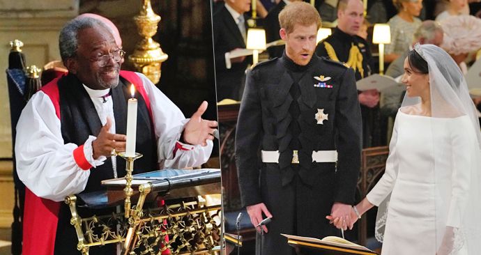 Černošský kněz Michael Curry pronesl na svatbě Harryho a Meghan vášnivý projev.