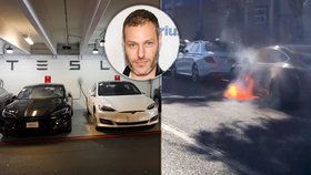 Elektromobil značky Tesla známého režiséra začal zničehonic hořet. Automobilka: Velmi neobvyklý problém