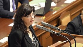 Ministryně práce a sociálních věcí Michaela Marksová (ČSSD) 13. listopadu 2015 ve sněmovně