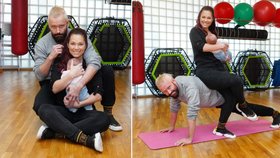 Míša Nosková s partnerem a malou Jasnou ve fitness centru