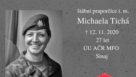 Vojákyně Michaela Tichá zemřela při nehodě vrtulníku v Egyptě.