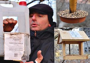 Michal Duricek krmí ptáčky v parku už osm let.