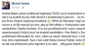 Jihomoravský hejtman Michal Hašek (ČSSD) ostře vrátil úder Andreji Babišovi (ANO)