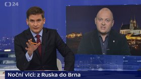 Hejtman Michal Hašek (ČSSD) vysvětloval v pořadu Události, komentáře na ČT24 své focení s ruskými Nočními vlky. Moderátora Dolanského obvinil z lhaní.