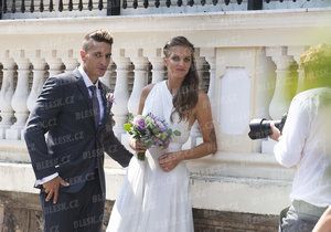Karolína Plíšková a Michal Hrdlička na své svatbě v Monaku