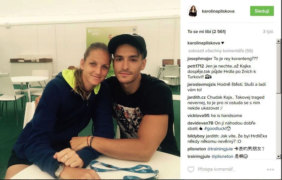 Tuhle fotku smazala Plíšková z Instagramu, když se provalil Hrdličkův skandál ve Varech.