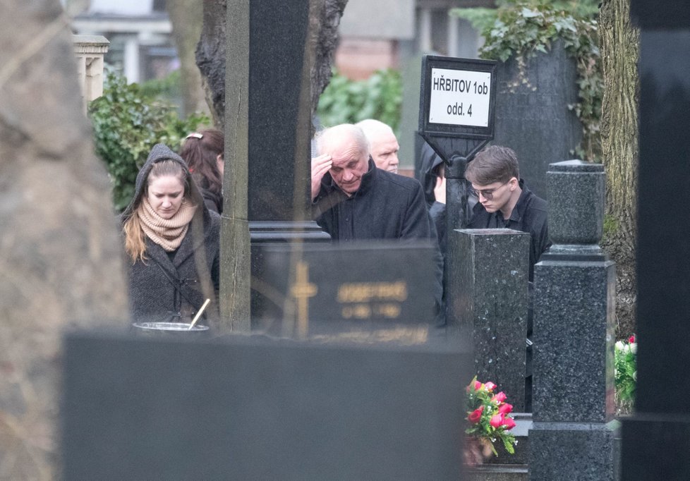 Michal Kocáb a rodina na pohřbu