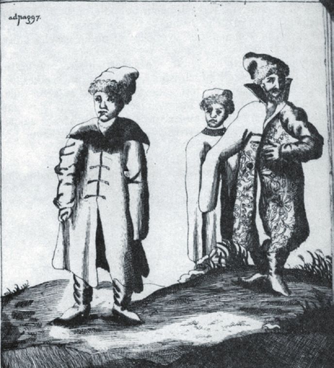Oblečení ruských mužů na konci 17. století.