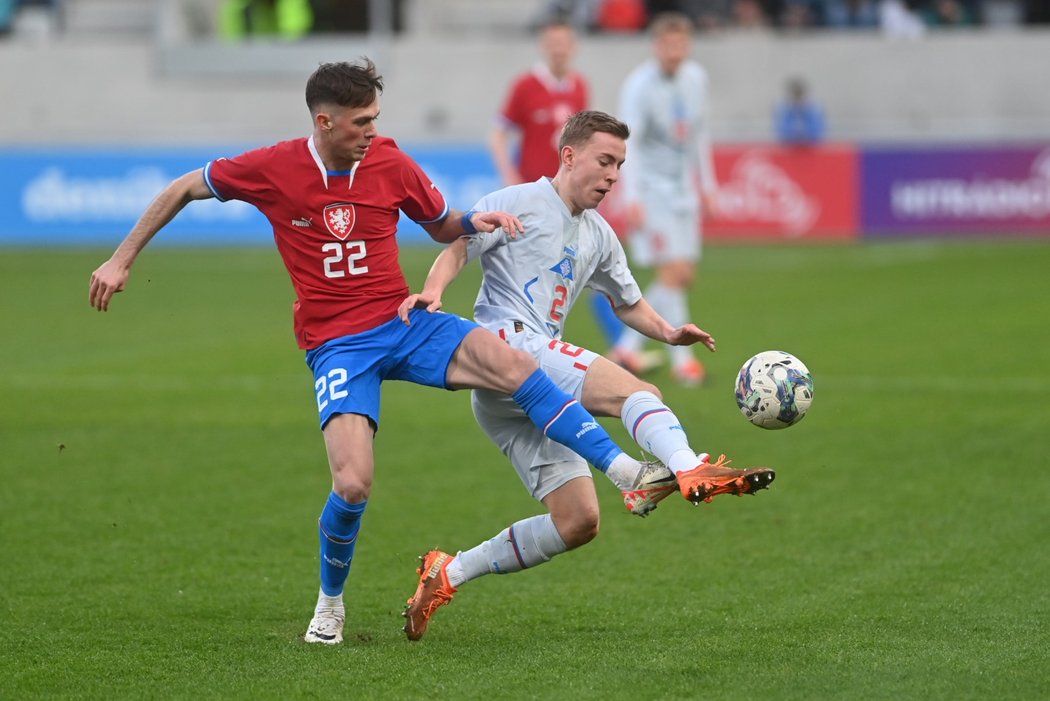 Michal Ševčík během zápasu české jednadvacítky s Islandem