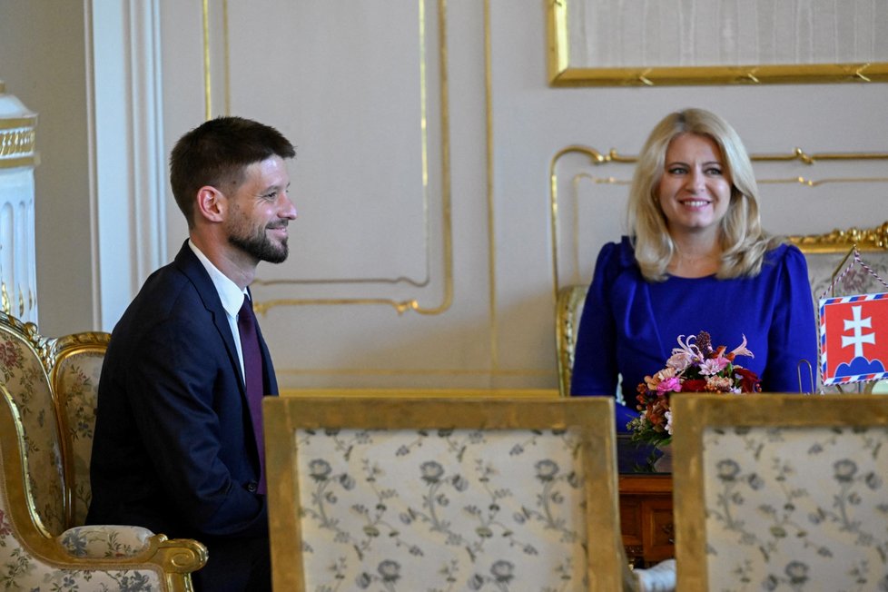 Slovenská prezidentka Zuzana Čaputová se setkala s šéfem hnutí Progresivní Slovensko Michalem Šimečkou (2.10.2023)