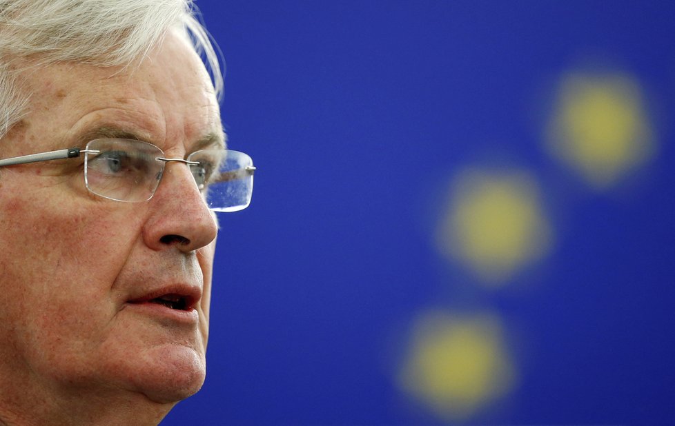 Hlavní vyjednavač EU pro brexit Michel Barnier ve Štrasburku v europarlamentu