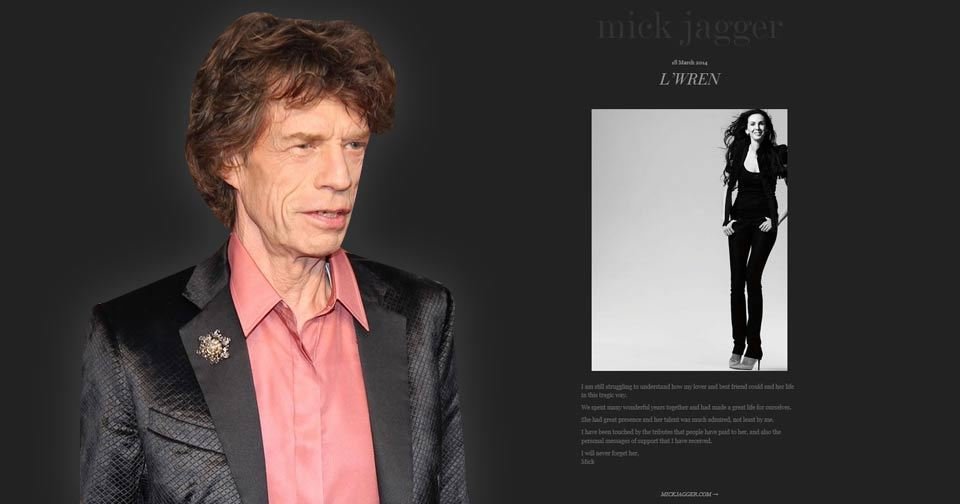 Mick Jagger vydal prohlášení ke smrti jeho přítelkyně.