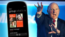 Generální ředitel Microsoftu Steve Ballmer a nové Windows Phone Mango