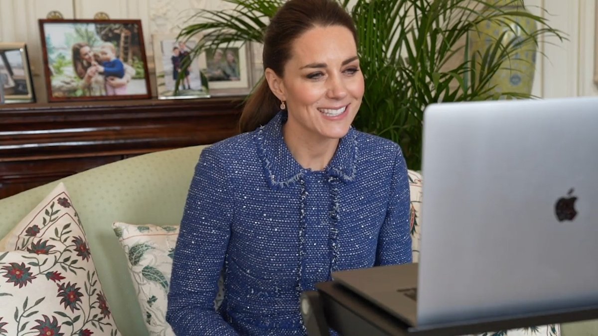 Kate Middleton během videokonference s učiteli