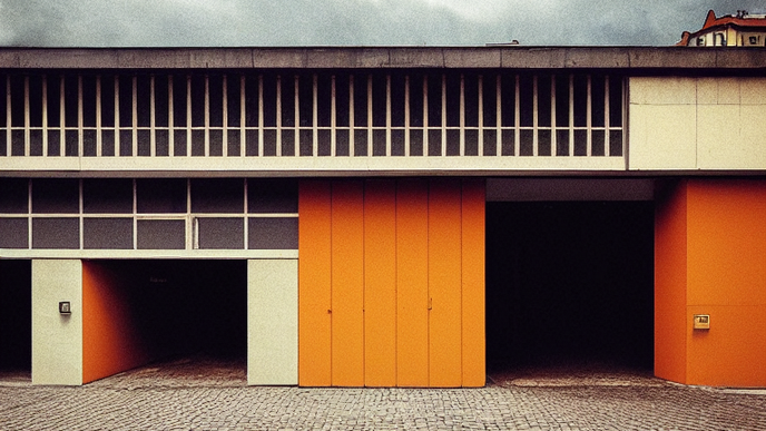 Městská garáž, jak ji vykreslila umělá inteligence Midjourney