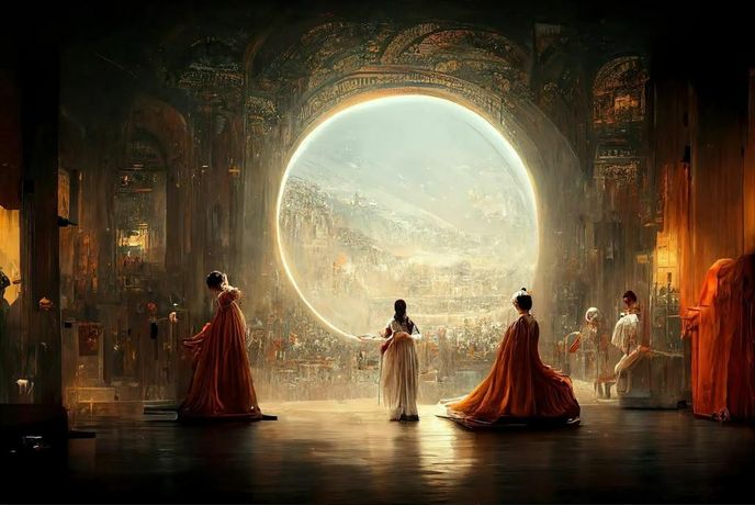 Obraz „Théâtre D’opéra Spatial“ vytvořený pomoci AI. Autor Jason Allen