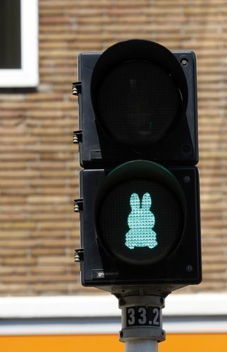 Semafor s postavičkou Miffy v nizozemském Utrechtu