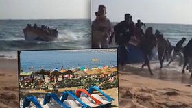 Na pláž ve Španělsku připluli migranti.