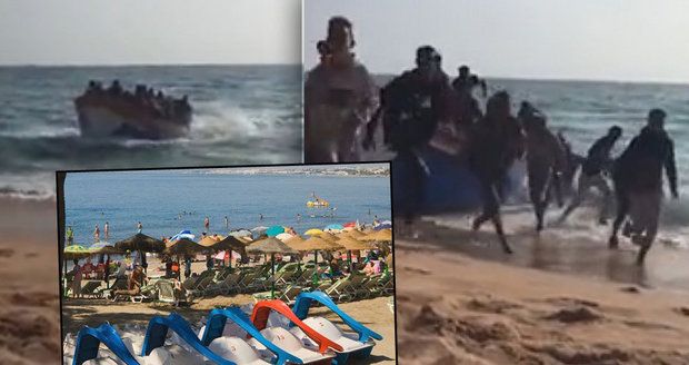 Na pláži ve Španělsku se vylodilo přes 30 migrantů. Utíkali turistům přes ručníky