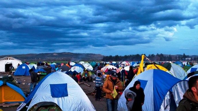 Migranti na řecko-makedonské hranici u Idomeni