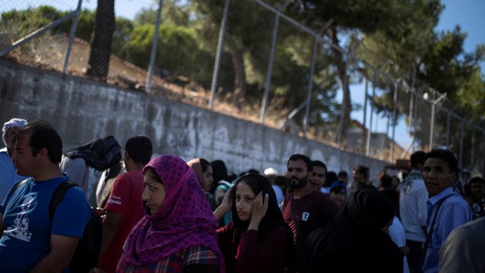 Přeplněný tábor pro migranty řeckém ostrově Lesbos.