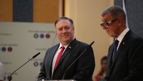Tisková konference amerického ministra zahraničí Mikea Pompea a premiéra Andreje Babiše (ANO). Hlavními tématy byly vliv Ruska a Číny a dostavba jaderné elektrárny Dukovany (12.8.2020)
