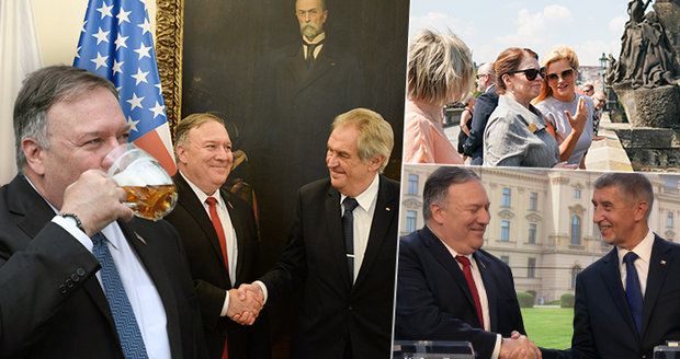 Pompeo v Česku: Pivo, kritika za roušky i naštvaná Čína. A žena s Babišovou měnily boty