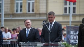 Americký ministr zahraničí Mike Pompeo a jeho český protějšek Tomáš Petříček v Plzni.