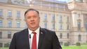 Americký ministr zahraničí Mike Pompeo na tiskové konferenci ve Strakově akademii (12.8.2020)