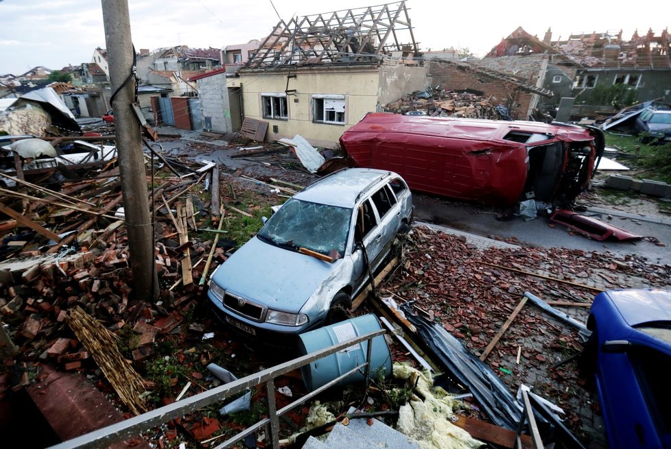 Zdevastované Mikulčice Ves po tornádu. (25.06.2021)