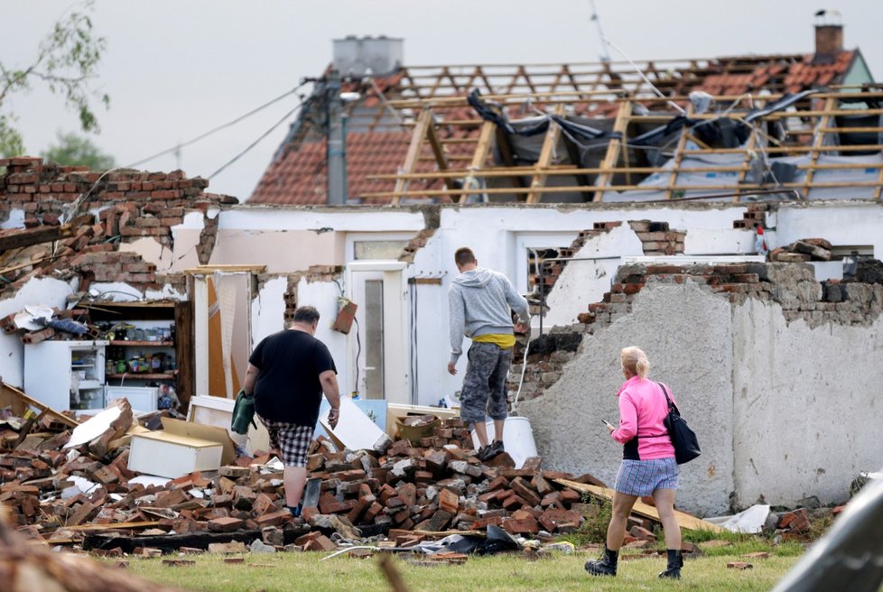 Zdevastované Mikulčice Ves po tornádu (25.06.2021)