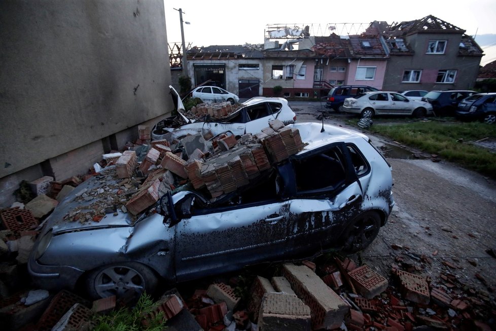 Zdevastované Mikulčice Ves po tornádu (25.06.2021)