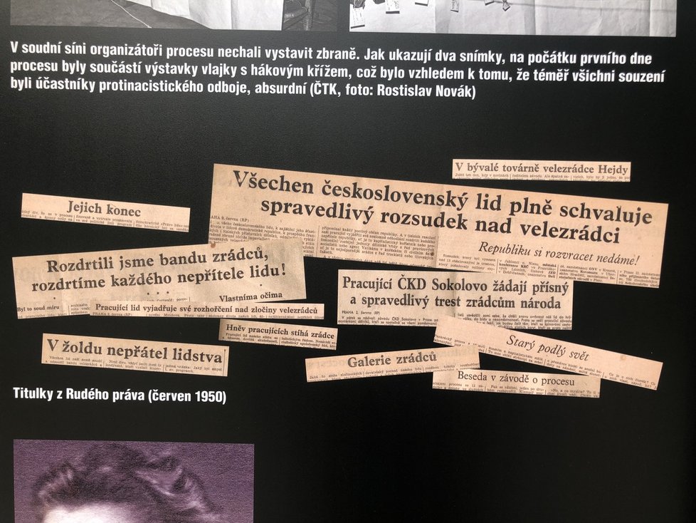 Propagandistické titulky z tehdejších novin, které oslavovali justiční vraždu Horákové