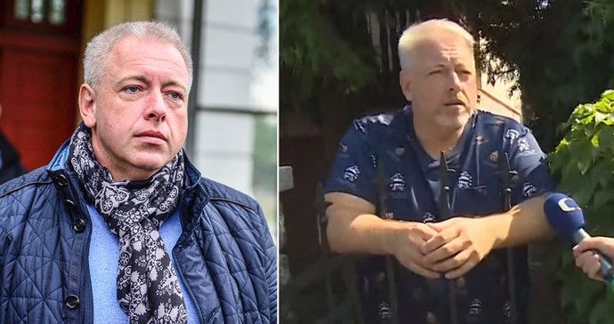 Exministr vnitra Milan Chovanec (ČSSD) před svým domem popřel, že by byl zatčen policií (23.8.2019)