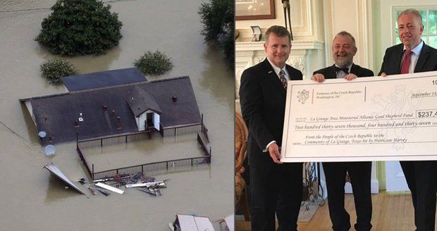Češi v USA přišli kvůli hurikánu o domovy. Chovanec jim předal dar 5 milionů