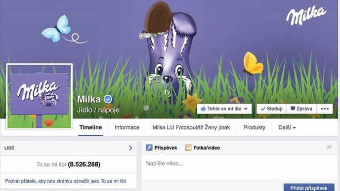 Milčin profil na Facebooku