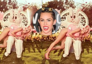 Divoška Miley Cyrus ví, jak zaujmout pozornost: Na nových snímcích dostává naplácáno od velikonočního králíčka!