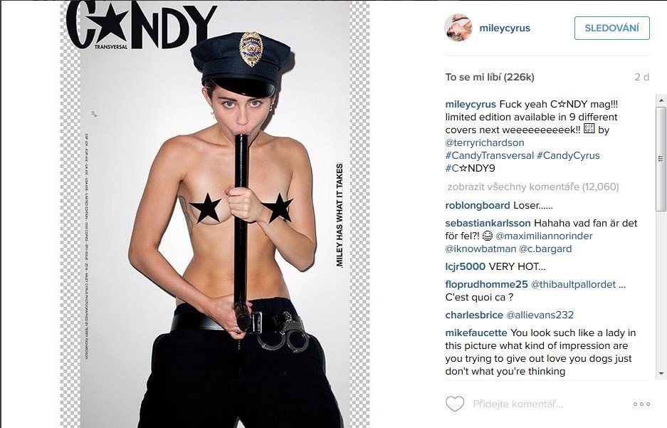 Miley Cyrus se pochlubila fotografií na sociální síti.