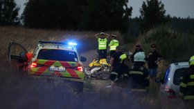 Nehoda motorky a čtyřkolky u Miličína